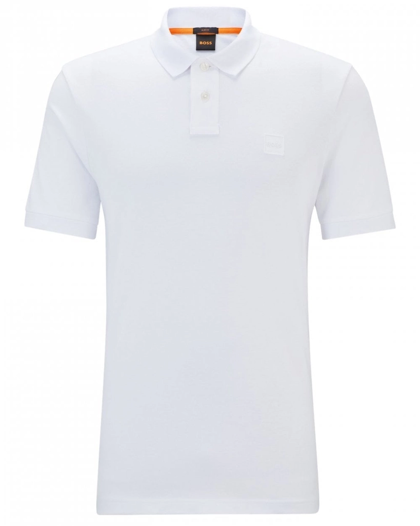 Hugo Boss Passenger Mens Stretch-Cotton Slim-Fit Polo Shirt with Logo Patch NOS - White - Size 3XL